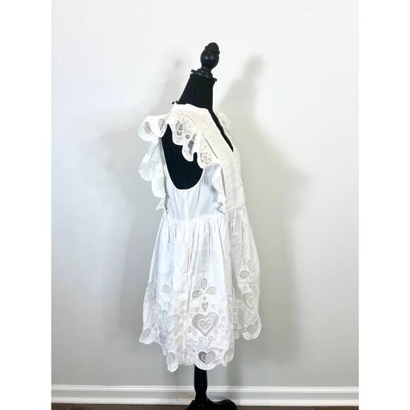 SEA White Jeanetta Eyelet Mini Dress in White Size XS Lace Lined Cotton Party - Picture 3 of 9